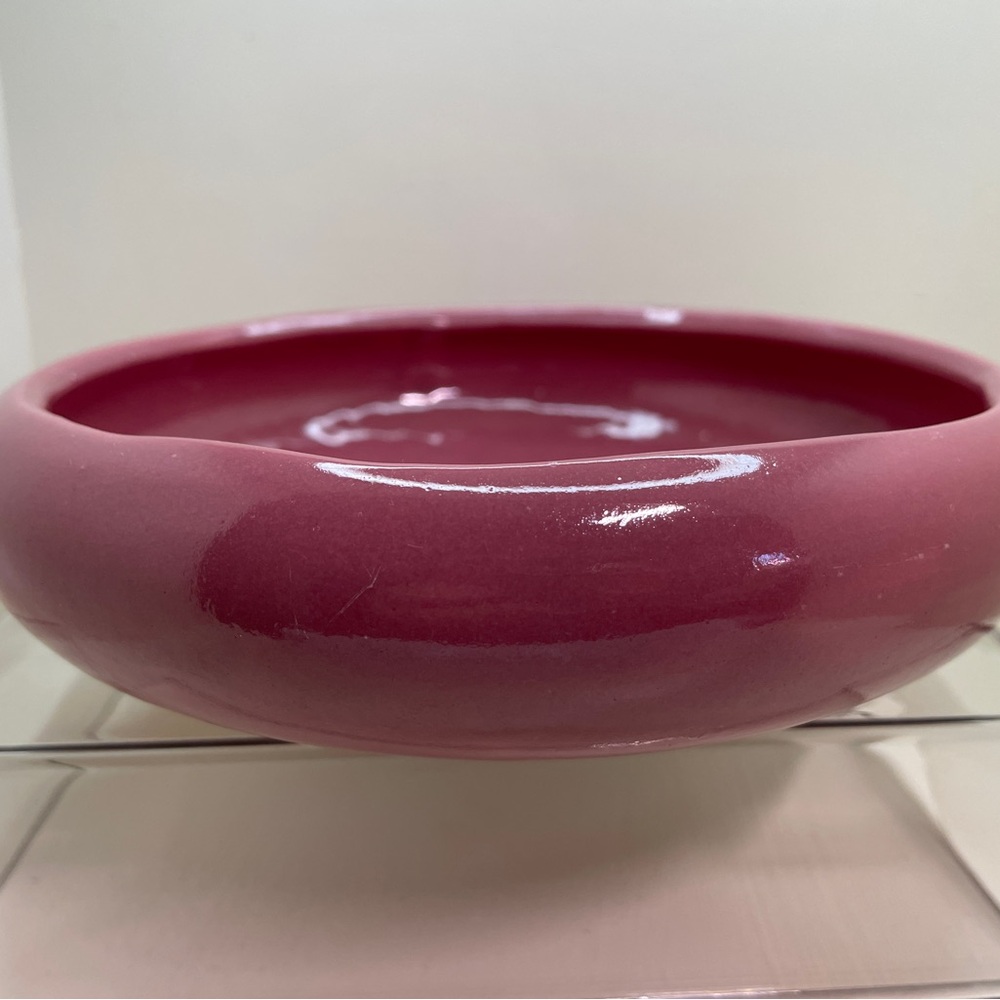 vintage mauve glazed ceramic low bowl planter.